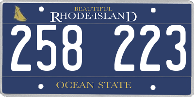 RI license plate 258223