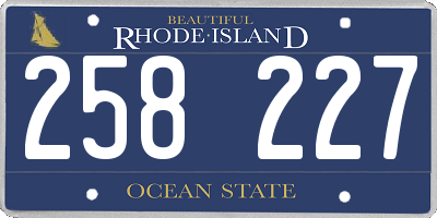 RI license plate 258227