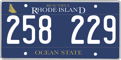 RI license plate 258229