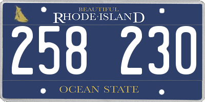RI license plate 258230