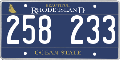 RI license plate 258233