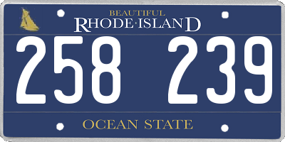 RI license plate 258239