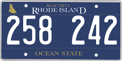 RI license plate 258242