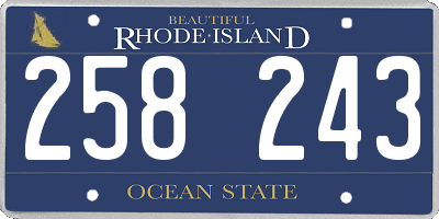 RI license plate 258243