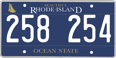 RI license plate 258254