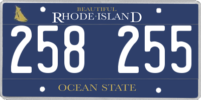 RI license plate 258255