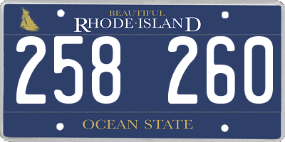 RI license plate 258260