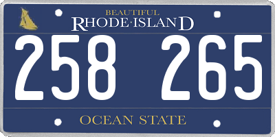 RI license plate 258265