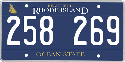 RI license plate 258269