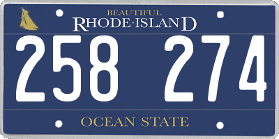 RI license plate 258274
