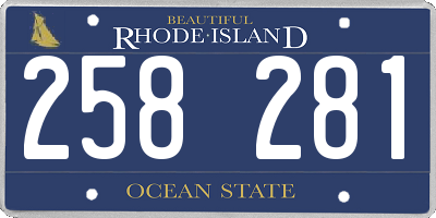 RI license plate 258281