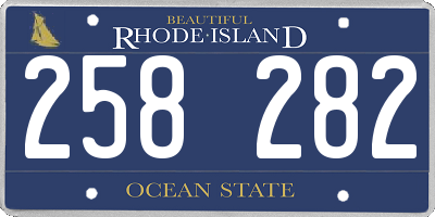 RI license plate 258282