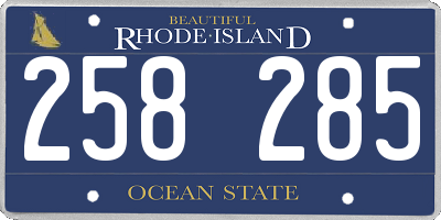 RI license plate 258285