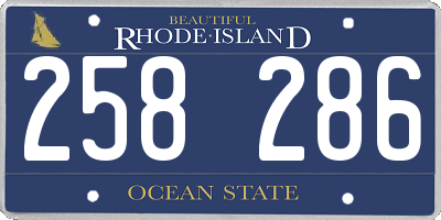 RI license plate 258286