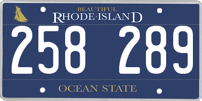 RI license plate 258289