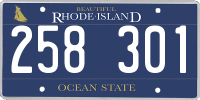 RI license plate 258301