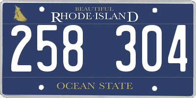 RI license plate 258304