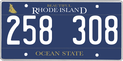 RI license plate 258308