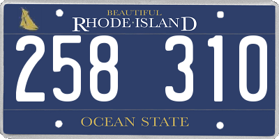 RI license plate 258310