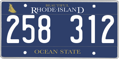 RI license plate 258312