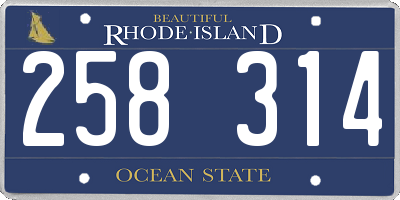 RI license plate 258314