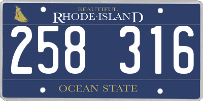 RI license plate 258316