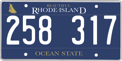 RI license plate 258317