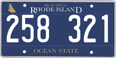 RI license plate 258321