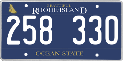 RI license plate 258330