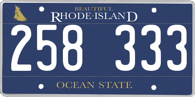 RI license plate 258333