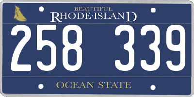RI license plate 258339