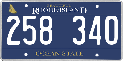 RI license plate 258340