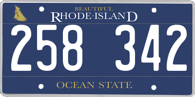 RI license plate 258342