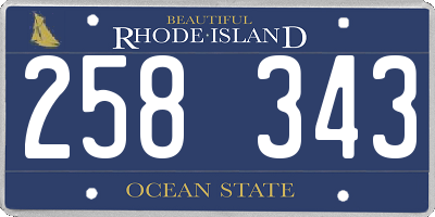 RI license plate 258343