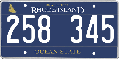 RI license plate 258345