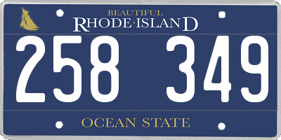 RI license plate 258349