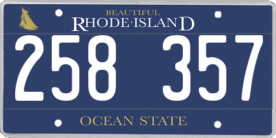 RI license plate 258357
