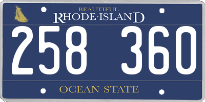 RI license plate 258360