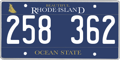 RI license plate 258362