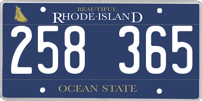 RI license plate 258365