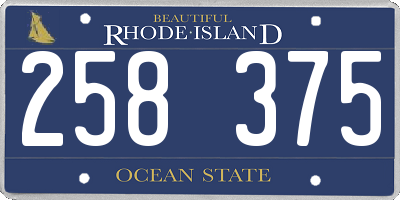 RI license plate 258375