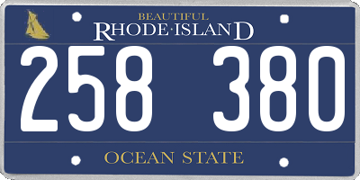 RI license plate 258380