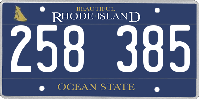 RI license plate 258385