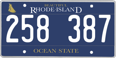 RI license plate 258387