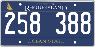 RI license plate 258388