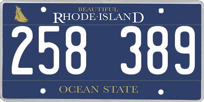 RI license plate 258389