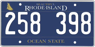 RI license plate 258398