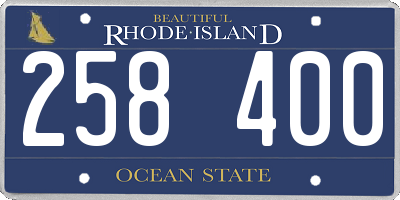 RI license plate 258400