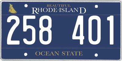 RI license plate 258401