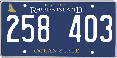 RI license plate 258403